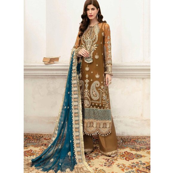 Amber & Teal Embroidered Palazzo Suit Set - Picture 4 of 5